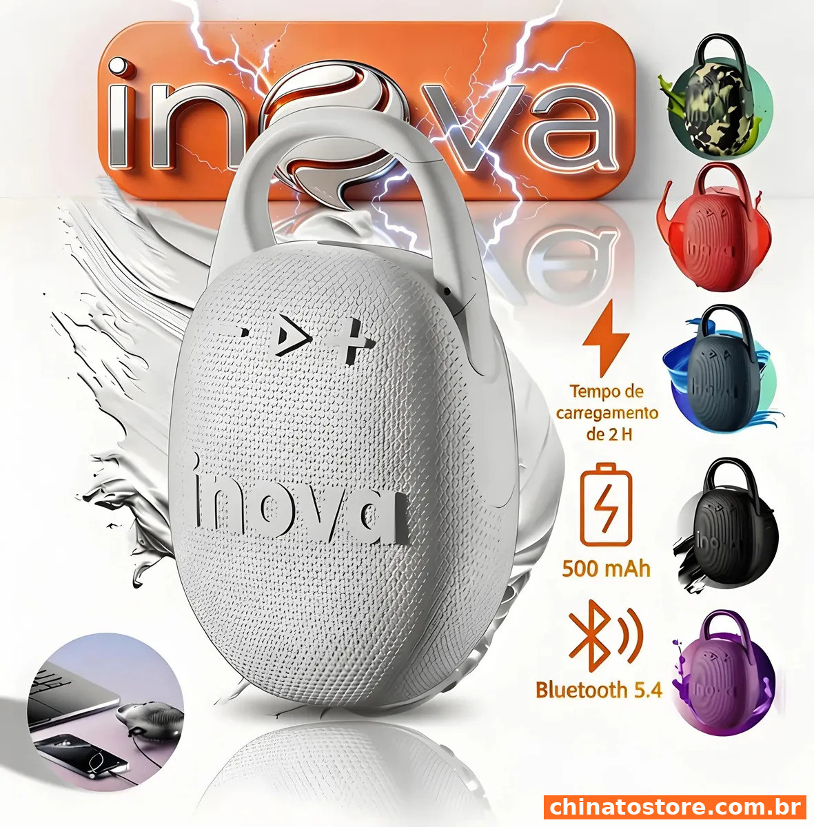 Caixa Som Bluetooth 5.1 Caixa Som Amplificador Caixa Inova Cor Cinza 3v