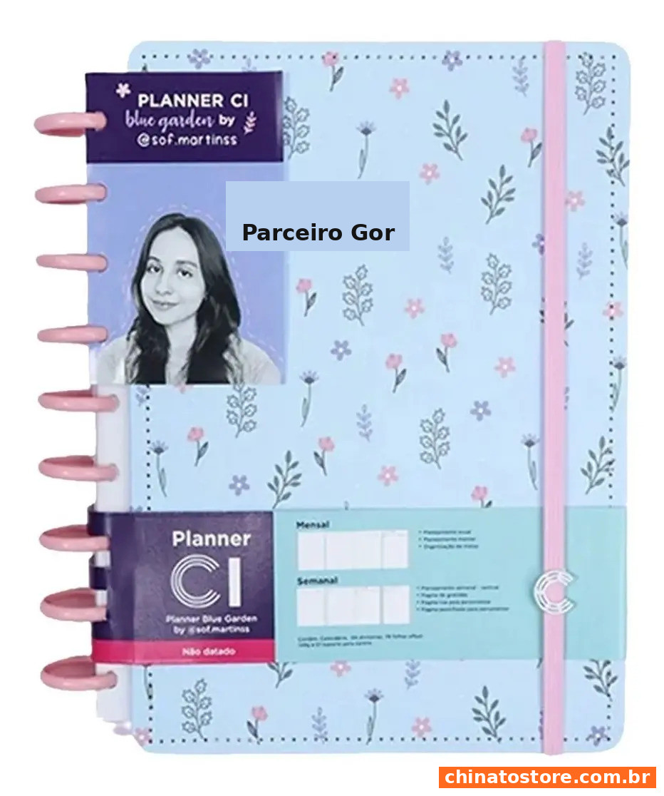 Caderno Planner Médio Blue Garden By Sofmartinss
